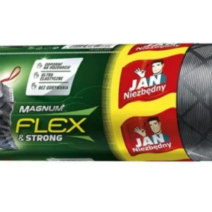 Worki na śmieci JAN NIEZBĘDNY MAGNUM FLEX LDPE z taśmą 120 l, czarne, 8 sztuk