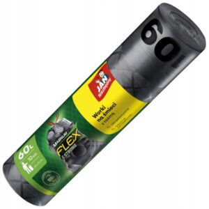 Worki na śmieci JAN NIEZBĘDNY MAGNUM FLEX LDPE z taśmą 60 l, czarne, 10 sztuk