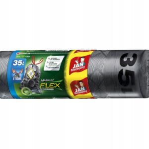 Worki na śmieci JAN NIEZBĘDNY MAGNUM FLEX LDPE z taśmą 35 l, czarne, 15 sztuk