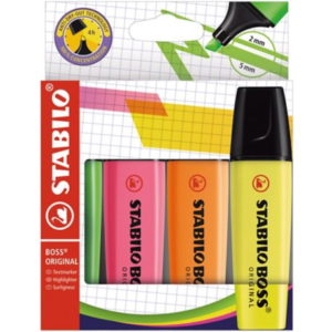 Zakreślacz STABILO BOSS ORIGINAL, etui 4 kolorów