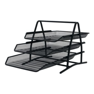 Półka na dokumenty siatkowa, zestaw 3 szuflad, czarna