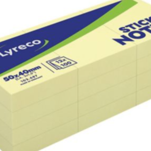 Karteczki samoprzylepne LYRECO 50x40 mm, w opakowaniu 12 bloczków