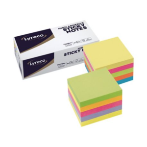 Kostka papierowa LYRECO Premium samoprzylepna, 75x75 mm, kolorowa, 2 sztuki