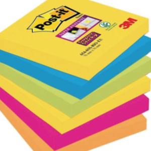 Karteczki Post-it® Super Sticky Carnival, 76x76mm, 6x90 sztuk