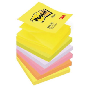 Karteczki Post-it® Z-Notes, Neonowe, 76 x 76 mm, 6 bloczków po 100 sztuk