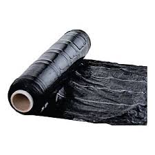 Folia stretch GLOPACK wzmacniana paskami, 5 pasków, 350 m, czarna