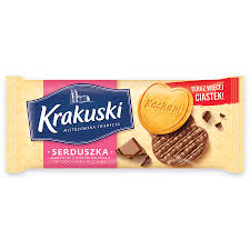 Ciastka serduszka KRAKUSKI w czekoladzie, 171 g