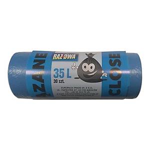 Worki na śmieci HD z wiązaniem, niebieskie 35 l, 30 sztuk