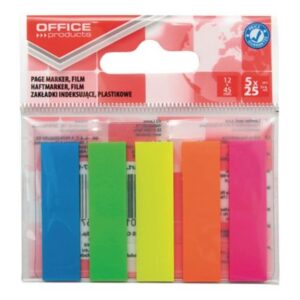 Zakładki indeksujące O. P. 12x45mm, mix kolorów, opakowanie 5 sztuk.