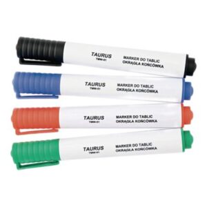 Markery suchościeralne z gąbką TAURUS TKMW-01, 4 kolory