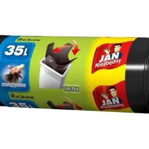 Worki na śmieci JAN NIEZBĘDNY EASY PACK HDPE, 35 l, czarne, 30 sztuk