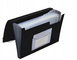 Teczka harmonijkowa z przegródkami, PP, A4, 12 przegródek, czarna