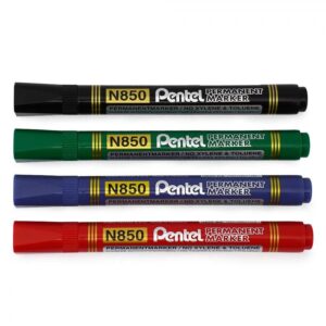Marker permanentny PENTEL N850, okrągła  końcówka, zestaw 4 kolorów