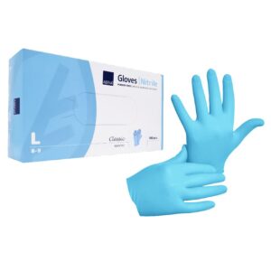 Rękawice nitrylowe-bezpudrowe 100szt L niebieskie 8%